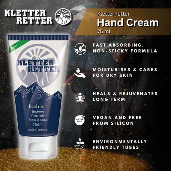 KletterRetter Handcreme für Kletterer und Boulderer 75ml - mit Panthenol, Calendulaöl und Ectoin - Zieht schnell ein und klebt nicht