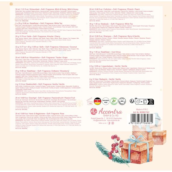 Accentra Pflege Adventskalender 2025 für Kinder, Adventskalender für Mädchen mit 24 Pflegeprodukten - Beauty mit Bodylotion, Badebomben, Duschgel, Shampoo, Handcreme uvm. Weihnachtskalender Teenager