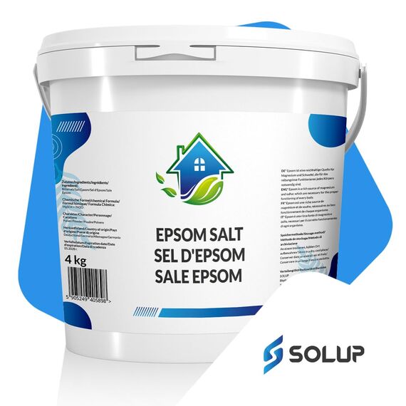 SOLUP Epsom Salz 4 KG I Badesalz I Bittersalz I Dead sea Salt I Bittersalz zur Darmreinigung I Natürliche Bittersalz zum Entspannen I 100% reines Magnesiumsulfat I Magnesium Sulfat Badesalz Natur