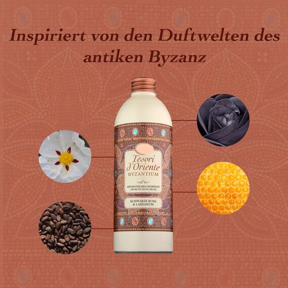 TESORI D'ORIENTE | Handcreme BYZANTIUM | zarte Handcreme mit schwarzer Rose und Labdanum | Wellness-Ritual für Körper & Sinne | 75ml