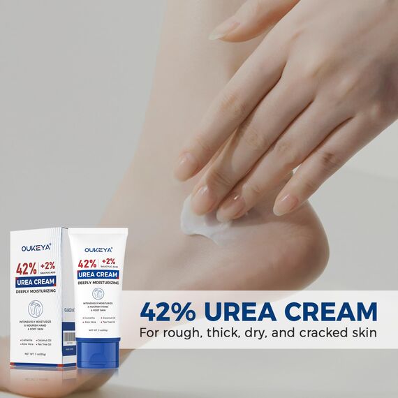 OUKEYA Urea Creme 42% mit 2% Salicylsäure, Fusscreme Feuchtigkeit & Reparatur für Trockene, Füße, Fersen, Knie, Urea Handcreme für Hände, Fußcreme, Hornhautentferner, Tote Haut, Leicht Mitzunehmen,85g