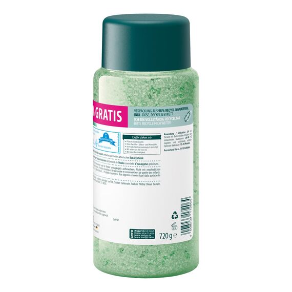 Kneipp Badekristalle Erkältungszeit, Badesalz -Sondergröße- mit naturreinem Tiefensalz der Saline Luisenhall und natürlichen ätherischen Ölen aus Eukalyptus und Minze, limitierte Edition, 720g