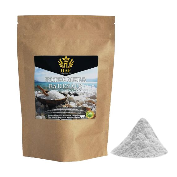 HAF® Premium Totes Meer Badesalz für empfindliche & trockene Haut | Meersalz 100% naturrein aus Jordanien für den Stressabbau | Mineralsalz für guten Schlaf & zur Körperpflege | 3 kg in Beuteln
