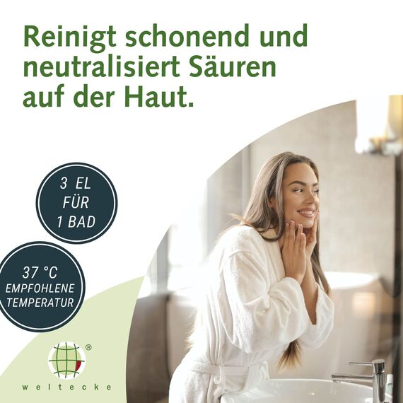 Weltecke Basisches Badesalz 2.800 g | Basen-Bad zur Entgiftung & Entsäuerung | Made in Germany | 100% vegane Haut-Pflege | Perfekt für ein Vollbad, Sitzbad, Fußbad oder Handbad | Wellness-Badesalz