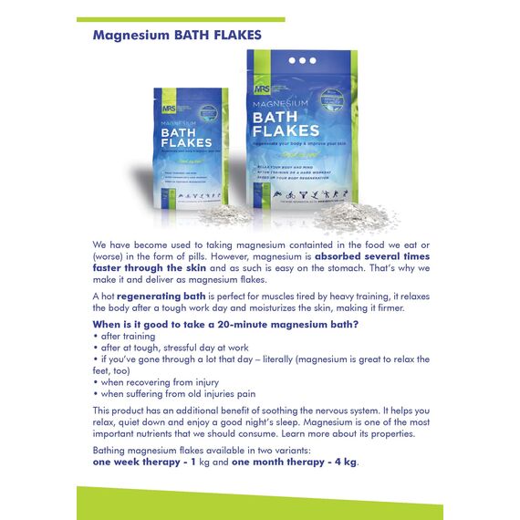 MRS Magnesium Flakes & Magnesiumflocken in Feinster – 100% Naturbelassene Magnesiumchlorid Flocken – Ideales Badesalz für Ein Fußbad, Vollbad & Gegen Magnesiummangel – 1 kg