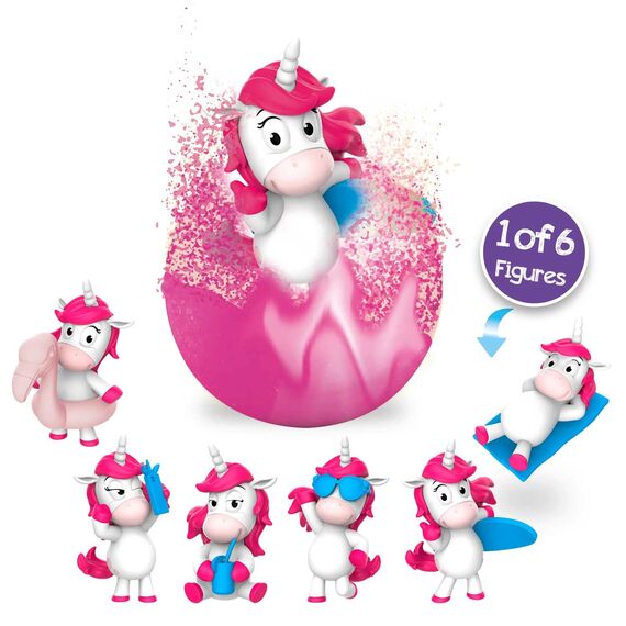 INKEE UNICORN BEACH | 3er Set Einhorn Badekugeln mit Überraschung, 3x kinder Badebomben mit Einhornfigur, Pop Corn Aroma, 3er Pack