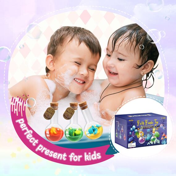 MeCids Badebomben für Kinder - 6er Pack Organische Natürliche Zaubertrank Flaschen Badebomben Kit für Jungen & Mädchen - Geburtstag & Weihnachten