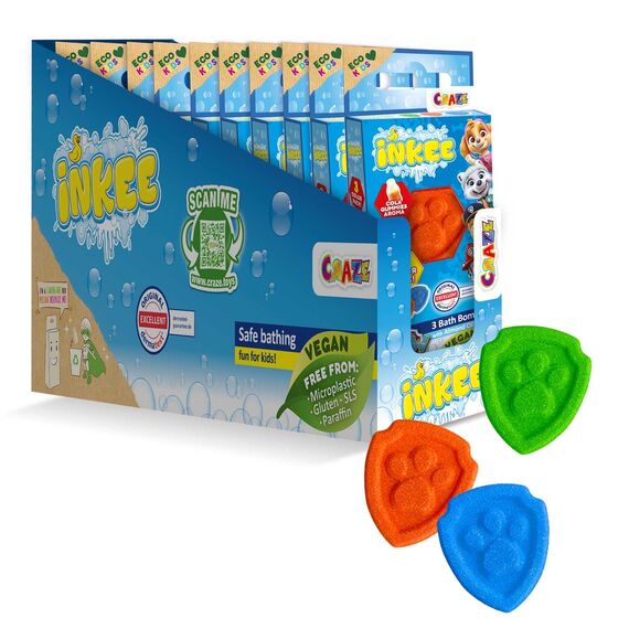 INKEE Paw Patrol Mini Badebomben Kinder 10er Pack - 30 Badekugeln in 3 Farben mit Mandelöl & Colagummi-Aroma