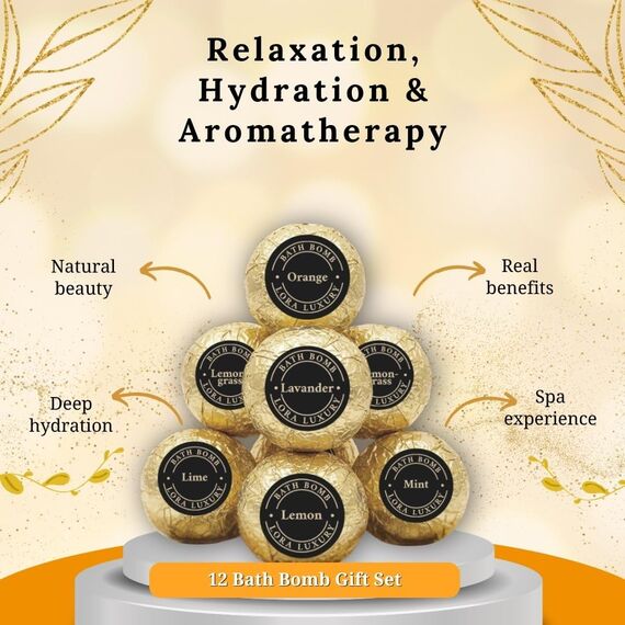 Badebomben Geschenk Set 12er Pack – 12 Sprudelbäder mit rein natürlichen ätherischen Ölen – Geschenk Idee – Shea & Kakaobutter – Natürliche Zutaten