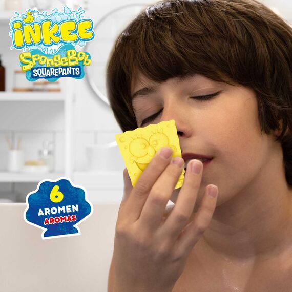 INKEE Geschenkbox SPONGE BOB Badeset 7 Badezusätze, SpongeBob Schwammkopf Badekugeln & Badesalz Kinder mit Avocado Öl + Accessoire - spielzeug ab 3 jahre