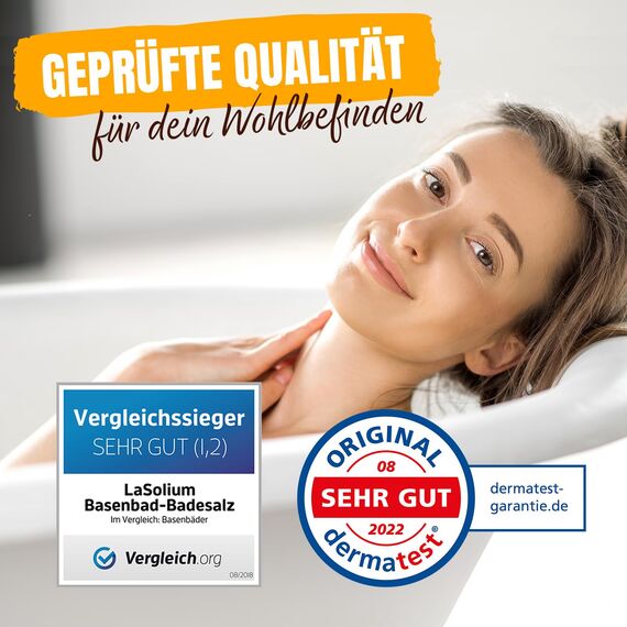 LaSolium Basenbad, Basisches Badesalz zur Entsäuerung, DERMATEST SEHR GUT, 650g