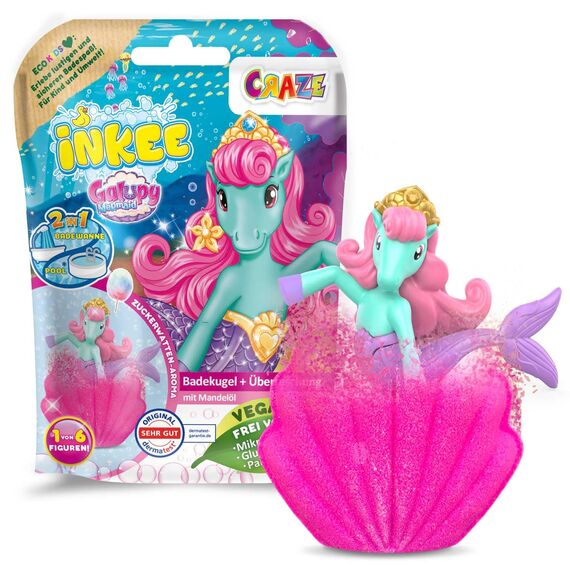 INKEE Surprise Bath Bomb Galupy Mermaid - 8x Badebomben Kinder mit Überraschung, Einhorn Badebombe mädchen geschenke ab 3 Jahre