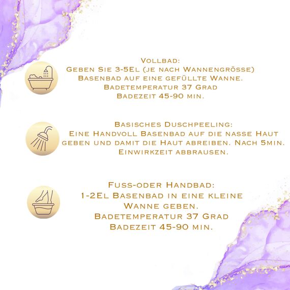 Basenbad Lavendel basisches Badesalz zur Entgiftung und Entsäuerung, Vollbad, Fußbad, Peeling, Geschenkidee 750g Basensalz mit dezentem Lavendel Duft aus ätherischen Ölen