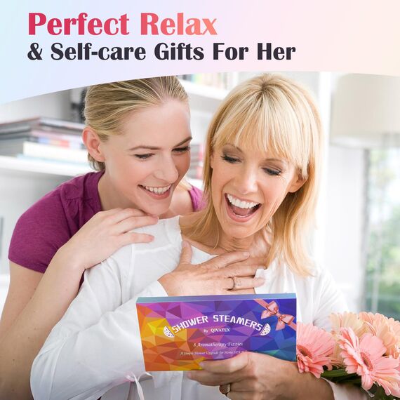 Qivatex Geschenke für Frauen: Duschdampfer Aromatherapie Geburtstagsgeschenke für Frauen, SPA Stressabbau Badebomben Valentinstag Geschenke für Sie, Osterkörbchen für Teenager (8 Stück)