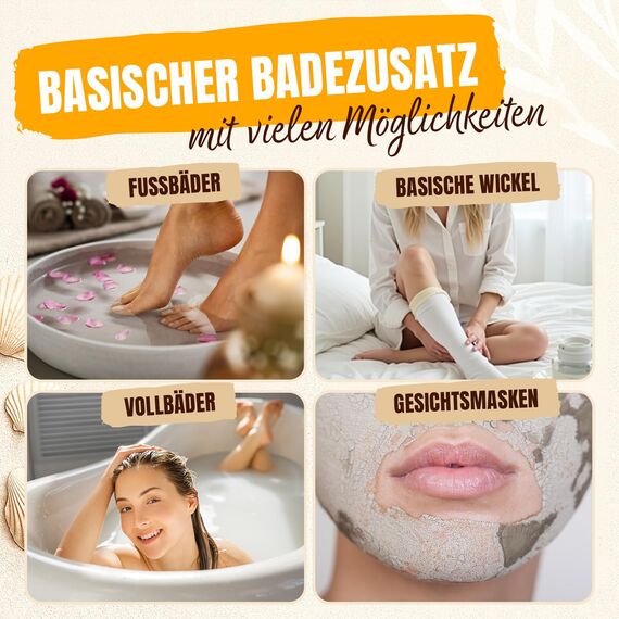 Basenbad - DERMATEST SEHR GUT, Basisches Badesalz mit Mineralerde, 1200g, in Deutschland hergestellt