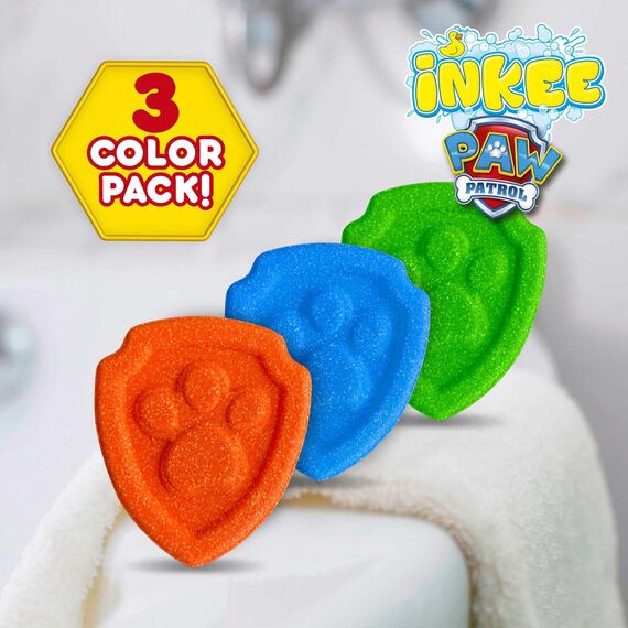 INKEE Paw Patrol Badebomben 3er Pack - Badekugeln in 3 Farben mit Mandelöl & Colagummi-Aroma - 3x15g