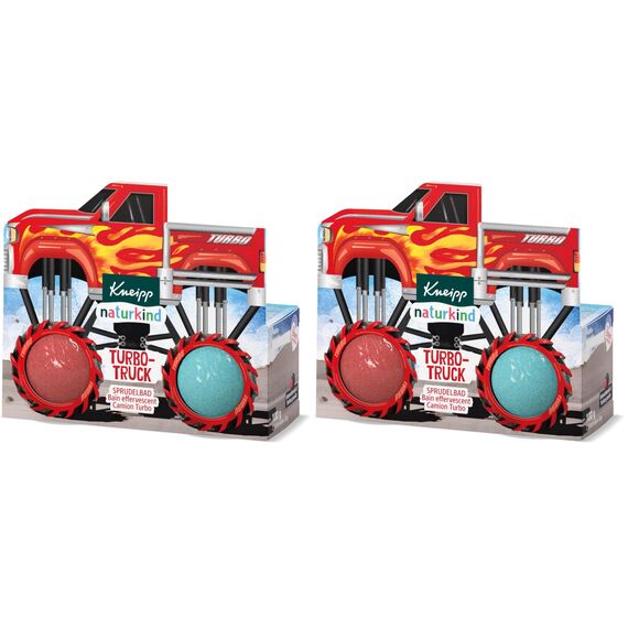 Kneipp naturkind Turbo-Truck Sprudelbad - Badebombe mit Johannisbeerduft - Actiongeladener Badespass für Kinder ab 3 Jahren - 100g (Packung mit 2)