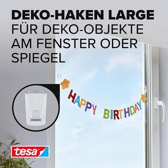 tesa 58813-00002-00 Pack mit 2 Haken (XL-Format) und 4 Powerstrip-Klebestreifen, transparent (2er Pack)