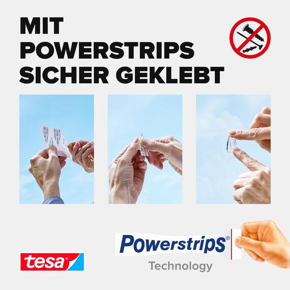 tesa Powerstrips DECO Haken SMALL - Klebehaken für Deko an Glas und Spiegel - bis zu 200 g Haltekraft