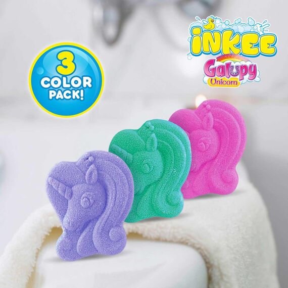 INKEE Badebomben Kinder GALUPY Mini Pack XXL - 30er Pack Badekugeln mit spaßigen Farben, Einhorn Badebombe mit Kaugummi Aroma & Jojobaöl - 30x 15g