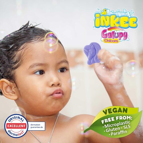 INKEE Badebomben Kinder GALUPY Mini Pack XXL - 30er Pack Badekugeln mit spaßigen Farben, Einhorn Badebombe mit Kaugummi Aroma & Jojobaöl - 30x 15g