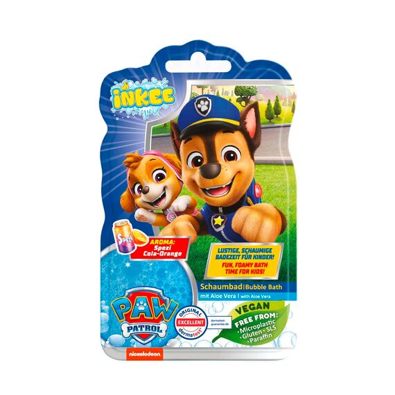 INKEE - Bubble Bath Liquid Paw Patrol, Badezusatz für Kinder, blaues Paw Patrol Schaumbad kinder Mit Aloe vera & Spezi Cola-Orange Aroma, 15x 40g