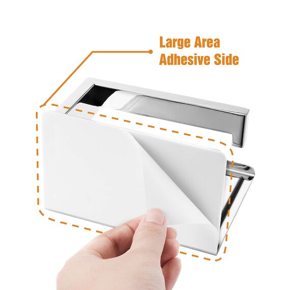 HITSLAM Toilettenpapierhalter Ohne Bohren, Selbstklebend Klopapierhalter mit Ablage, Edelstahl Klorollenhalter Wandmontage, Wc Papier Halterung Rollenhalter mit Kleber für Badzimmer Chrom