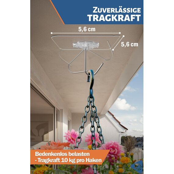 4smile selbstklebende Haken – 12 Stück Klebehaken extra stark, wetterfest und rostfrei, 180° drehbar, für Weihnachtsdekoration, Küche, Bad, Wand und Decke