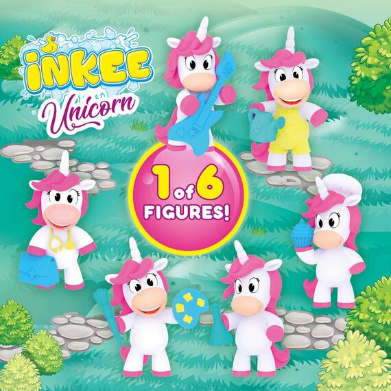 INKEE Surprise UNICORN PROFESSIONS | Einhorn Badebombe Kinder mit Überraschung - 1 von 6 verschiedenen Einhörner zum Sammeln - Badekugel 100g mit Bananenmilchshake-Aroma und Jojobaöl, Rosa oder Grün