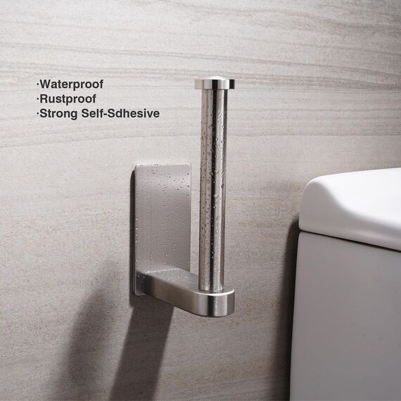 Aikzik Toilettenpapierhalter ohne Bohren, Klopapierhalter und 2 Stück Klebehaken, Edelstahl Klorollenhalter, Wc Papier Halterung Rollenhalter mit Kleber für Badzimmer