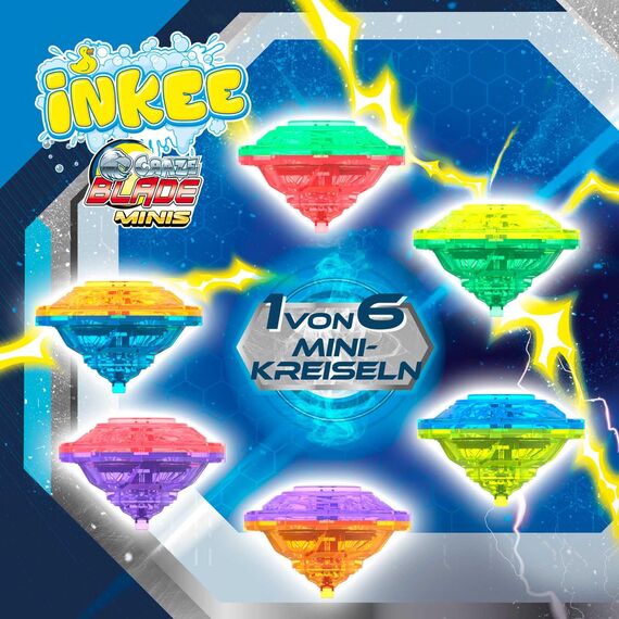 INKEE Surprise Blade Kampfkreisel - 5x Badebomben Kinder mit Überraschung - 5 von 6 BLADE mini Kreiseln - Badekugeln 5x 100g mit Schokolade-Duft und Kakaobutter, Grün oder Rot