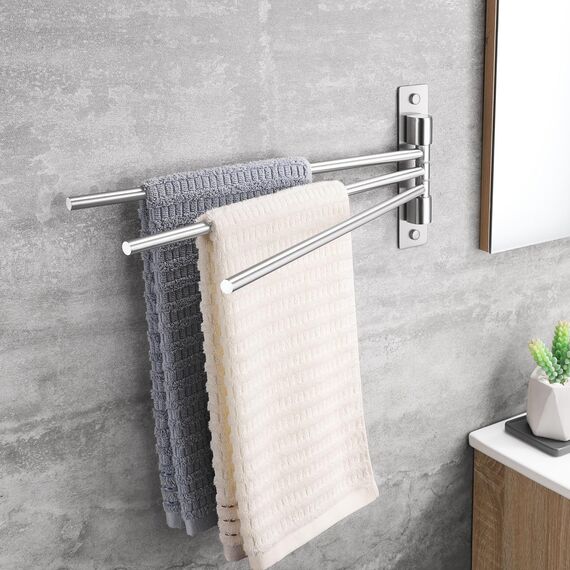 OETAMS Handtuchhalter Bohren 180° Schwenkbar 3 Armig Handtuchstange Wand Silber Habdtuchhalterung 304 Edelstahl Badetuchhalter Edel Handtuchhalter für Bad und Küche