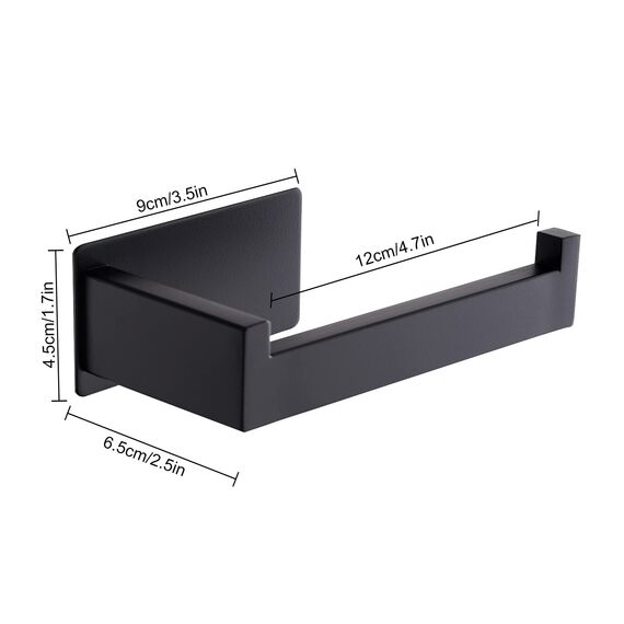 Aikzik Toilettenpapierhalter, Klopapierhalter ohne Bohren, Toilettenpapierhalter Schwarz, Edelstahl Klorollenhalter, Wc Papier Halterung Rollenhalter mit Kleber für Badzimmer