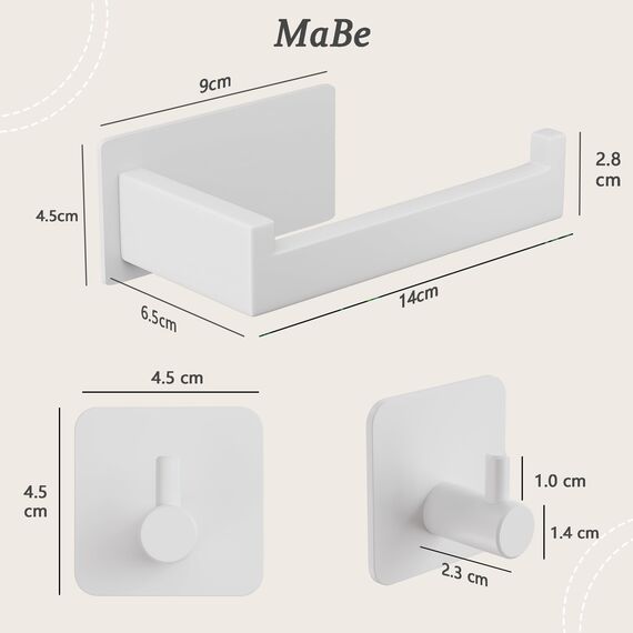Eowihor Toilettenpapierhalter Ohne Bohren, Klopapierhalter zum Kleben, Toilettenpapierhalter Edelstahl und 2 Stück Klebehaken, WC Rollenhalter Selbstklebend Klorollenhalter für Badzimmer, Weiß