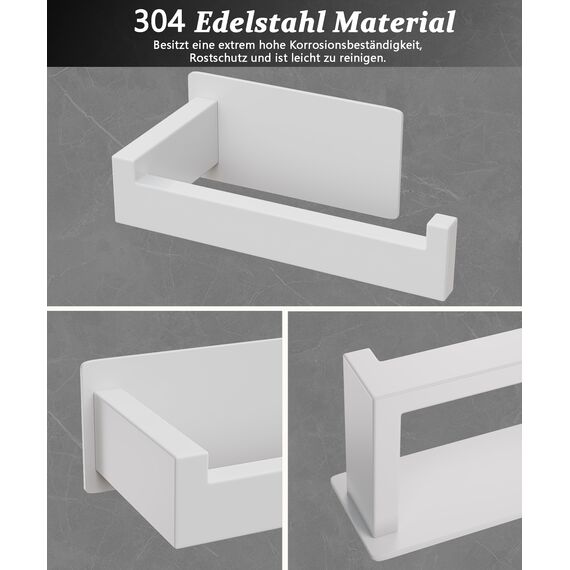 Eowihor Toilettenpapierhalter Ohne Bohren, Selbstklebend Klopapierhalter Edelstahl Toilettenpapierrollenhalter Wc Halter Rollenhalter Klorollenhalter Papierhalter für Küche und Badzimmer, Weiß