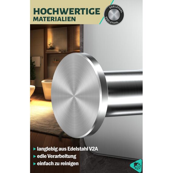 Menz Handtuchhalter ohne Bohren in Silber, 6 Stück – Robuste Badezimmer Handtuchhalter, moderne Klebehaken, Haken fürs Bad, Haken selbstklebend, ideal als funktionale Handtuchhaken