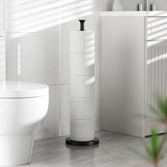 Toilettenpapierhalterständer (mit Reservefunktion), freistehender Toilettenpapierhalter, Edelstahl-Toilettenpapierhalterständer für die Aufbewahrung von Ersatzrollen für Badezimmer und Toilette