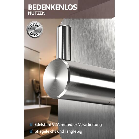 4smile Handtuchhalter ohne Bohren, 6er Set - Edelstahl Klebehaken als Handtuchhaken, wasserdichte Haken selbstklebend - Rostfreie Badezimmer Handtuchhalter, Haken für Bad und Küche