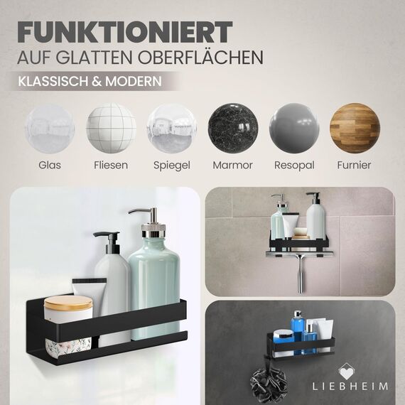 LIEBHEIM Duschablage Ohne Bohren - Badregal - Badezimmer Organizer - Duschregal - Bad Organizer - Badezimmer Regal - Duschregal Ohne Bohren - Bathroom Organizer - Bad Regal - Duschkorb - Shower Shelf