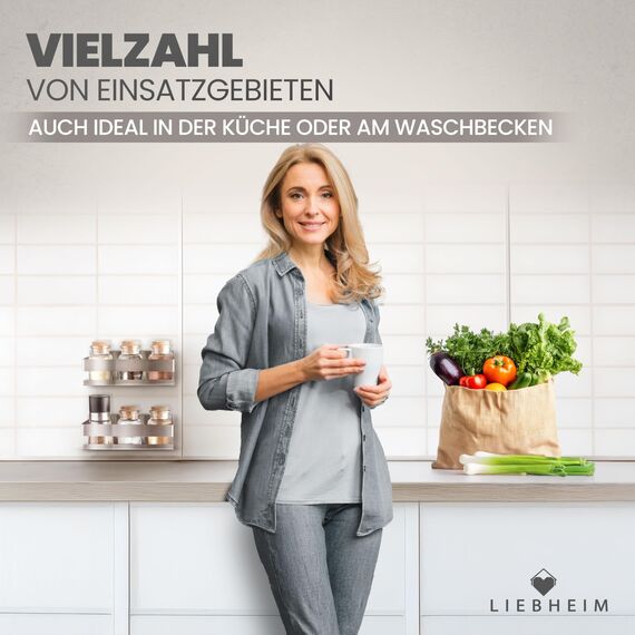 LIEBHEIM Duschablage Duschkorb Badregal ohne Bohren - Montage mit Industrie Klebeband oder Kraftkleber - Badablage - Edelstahl S304 gebürstet