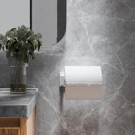 Aikzik Toilettenpapierhalter, Klopapierhalter ohne Bohren, Toilettenpapierhalter Weiß, Edelstahl Klorollenhalter, Wc Papier Halterung Rollenhalter mit Kleber für Badzimmer