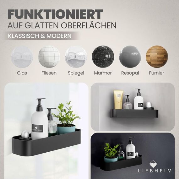 LIEBHEIM Duschablage Duschkorb Badregal ohne Bohren - Installation mit 3M Montage Klebeband oder Industrie Kraftkleber