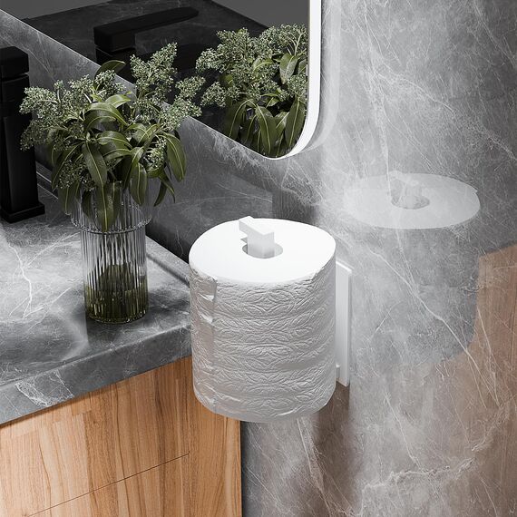 Aikzik Toilettenpapierhalter, Klopapierhalter ohne Bohren, Toilettenpapierhalter Weiß, Edelstahl Klorollenhalter, Wc Papier Halterung Rollenhalter mit Kleber für Badzimmer