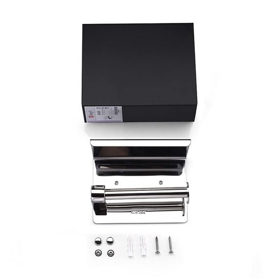 Ibergrif Toilettenpapierhalter mit 2 Montagemethoden (3M Selbstklebend oder Bohren) Klopapierhalter ohne Bohren, Klorollenhalter Wandhalterung, Toilettenpapier Halterung mit Ablage, Edelstahl, Silber