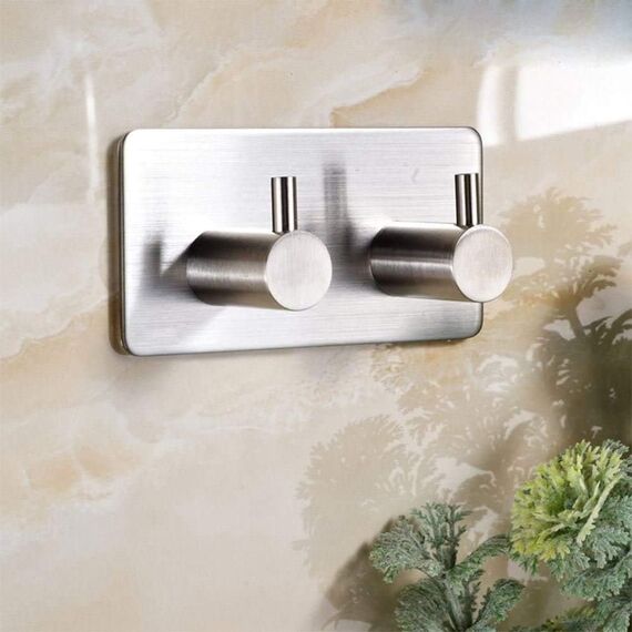 Aikzik Handtuchhalter ohne Bohren, 2er Set, Badezimmer Handtuchhalter aus Edelstahl, Klebehaken extra stark, Selbstklebend Haken für Bad und Küche