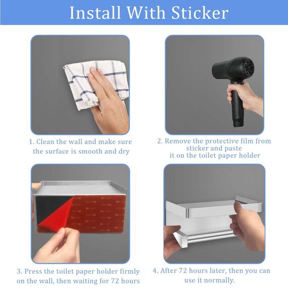 Lelan Toilettenpapierhalter, Material des Edelstahls SUS304 Toilettenpapierhalter für Badezimmer, Küche, Toilette (Silber)