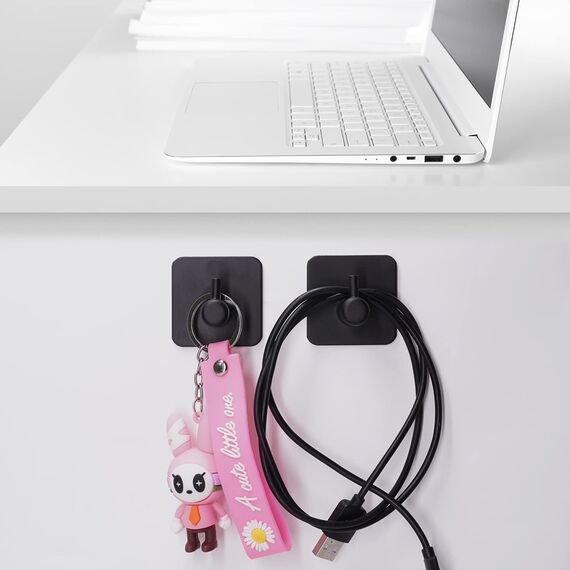 Feligio Klebehaken Schwarz 6 Stück, 304 Edelstahl Haken Klebehaken Ohne Bohren, Edelstahl Handtuchhalter Ohne Bohren für Haus, Küche, Bad, Büro