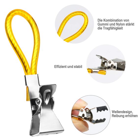 DONQL 15 Stück Handtuchklammer Haken Bunte Ersatz-Ösen für Küche und Geschirrtücher Set Handtuchclip Bad und Küche 5 Farben