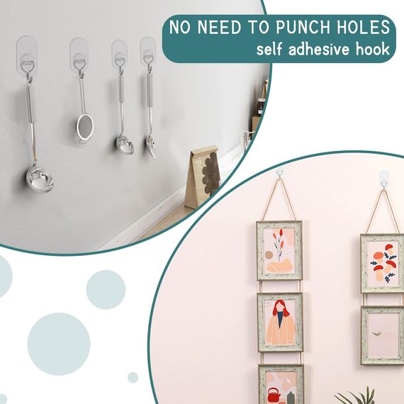 Klebehaken Transparent - 20 Stück Haken Selbstklebend Ohne Bohren (max 8 kg) - Nahtloser klebe haken Wasserdicht und Ölfest Mehrzweck Klebehaken Extra Stark - Klebehaken Decke für Küche Bad (Oval)