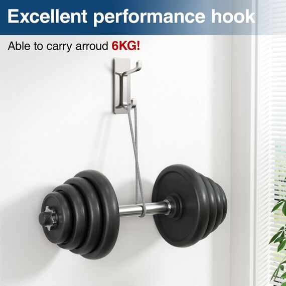 pickpiff Klebehaken Ultra Stark, Hält Bis Zu 6kg, Metall Türhaken Handtuchhaken Nichtrostend, Selbstklebende Haken Silber, Duschhaken Ohne Bohren